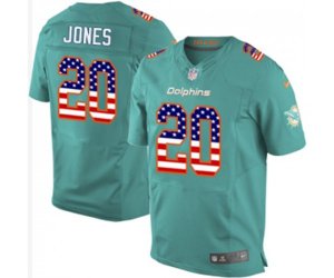 Miami Dolphins #20 Reshad Jones Elite Aqua Green Home USA Flag Fashion Football Jersey