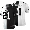 Dallas Cowboys #21 Ezekiel Elliott Black White Limited Split Fashion Football Jersey