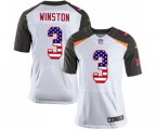 Tampa Bay Buccaneers #3 Jameis Winston Elite White Road USA Flag Fashion Football Jersey