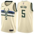 Milwaukee Bucks #5 D. J. Wilson Swingman Cream NBA Jersey - City Edition