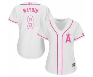 Women\'s Los Angeles Angels of Anaheim #9 Cameron Maybin Replica White Fashion Cool Base Baseball Jersey