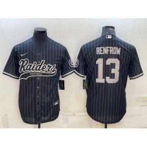 Las Vegas Raiders #13 Hunter Renfrow Black With Patch Cool Base Stitched Baseball Jersey
