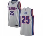 Detroit Pistons #25 Derrick Rose Authentic Silver Basketball Jersey Statement Edition