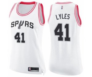 Women\'s San Antonio Spurs #41 Trey Lyles Swingman White Pink Fashion Basketball Jersey