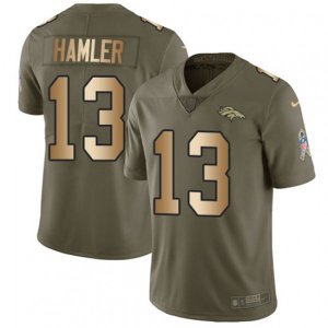 Denver Broncos #13 KJ Hamler Olive Gold Stitched Limited 2017 Salute To Service Jersey