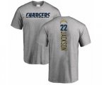 Los Angeles Chargers #22 Justin Jackson Ash Backer T-Shirt