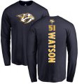 Nashville Predators #51 Austin Watson Navy Blue Backer Long Sleeve T-Shirt