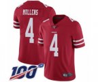 San Francisco 49ers #4 Nick Mullens Red Team Color Vapor Untouchable Limited Player 100th Season Football Jersey