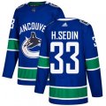 Vancouver Canucks #33 Henrik Sedin Premier Blue Home NHL Jersey