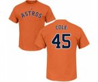 Houston Astros #45 Gerrit Cole Orange Name & Number T-Shirt