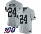 Oakland Raiders #24 Charles Woodson Limited Silver Inverted Legend 100th Season Football Jersey