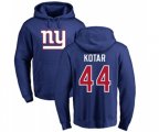New York Giants #44 Doug Kotar Royal Blue Name & Number Logo Pullover Hoodie