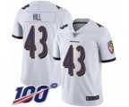 Baltimore Ravens #43 Justice Hill White Vapor Untouchable Limited Player 100th Season Football Jersey