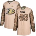 Anaheim Ducks #48 Logan Shaw Authentic Camo Veterans Day Practice NHL Jersey
