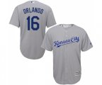 Kansas City Royals #16 Paulo Orlando Replica Grey Road Cool Base Baseball Jersey