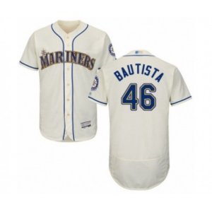 Seattle Mariners #46 Gerson Bautista Cream Alternate Flex Base Authentic Collection Baseball Player Jersey