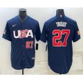 USA Baseball #27 Mike Trout Number 2023 Navy World Baseball Classic Stitched Jerseys