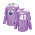 Edmonton Oilers #41 Mike Smith Authentic Purple Fights Cancer Practice Hockey Jersey