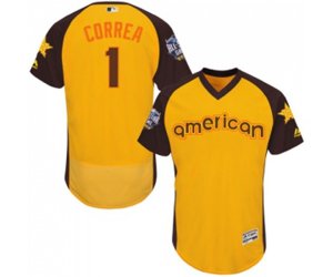 Houston Astros #1 Carlos Correa Yellow 2016 All-Star American League BP Authentic Collection Flex Base Baseball Jersey