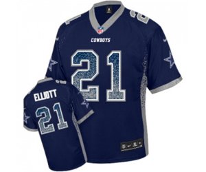 Dallas Cowboys #21 Ezekiel Elliott Navy Blue Drift Fashion Football Jersey