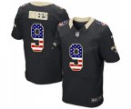 New Orleans Saints #9 Drew Brees Elite Black Home USA Flag Fashion Football Jersey
