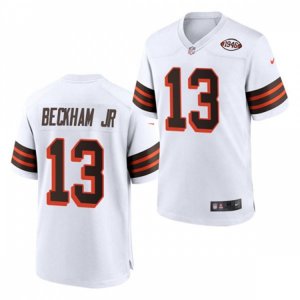 Cleveland Browns #13 Odell Beckham Jr. Nike 2021 White Retro 1946 75th Anniversary Jersey