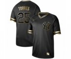 New York Yankees #25 Gleyber Torres Authentic Black Gold Fashion Baseball Jersey