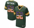 Green Bay Packers #52 Clay Matthews Elite Green Home USA Flag Fashion Football Jersey
