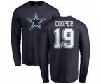 Dallas Cowboys #19 Amari Cooper Navy Blue Name & Number Logo Long Sleeve T-Shirt