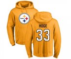 Pittsburgh Steelers #33 Merril Hoge Gold Name & Number Logo Pullover Hoodie