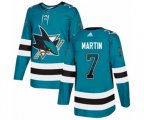 Adidas San Jose Sharks #7 Paul Martin Authentic Teal Drift Fashion NHL Jersey