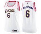 Women's Los Angeles Lakers #6 Lance Stephenson Swingman White Pink Fashion Basketball Jersey