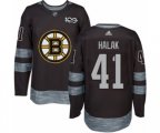 Adidas Boston Bruins #41 Jaroslav Halak Authentic Black 1917-2017 100th Anniversary NHL Jersey