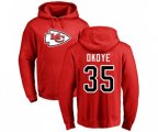 Kansas City Chiefs #35 Christian Okoye Red Name & Number Logo Pullover Hoodie