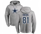 Dallas Cowboys #81 Terrell Owens Ash Name & Number Logo Pullover Hoodie