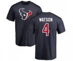 Houston Texans #4 Deshaun Watson Navy Blue Name & Number Logo T-Shirt