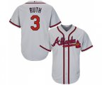Atlanta Braves #3 Babe Ruth Replica Grey Road Cool Base Baseball Jersey
