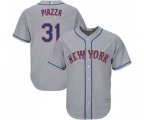 New York Mets #31 Mike Piazza Replica Grey Road Cool Base Baseball Jersey