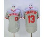 Cincinnati Reds #13 Dave Concepcion Majestic Grey Flexbase Authentic Cooperstown Player Jersey