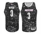 Miami Heat #3 Dwyane Wade Authentic Black City Light Basketball Jersey