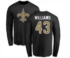 New Orleans Saints #43 Marcus Williams Black Name & Number Logo Long Sleeve T-Shirt