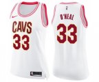 Women's Cleveland Cavaliers #33 Shaquille O'Neal Swingman White Pink Fashion Basketball Jersey