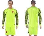 2017-18 Roma Fluorescent Green Long Sleeve Goalkeeper Soccer Jersey