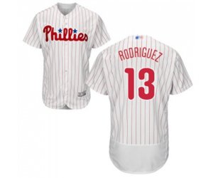 Philadelphia Phillies #13 Sean Rodriguez White Home Flex Base Authentic Collection Baseball Jersey