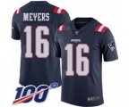 New England Patriots #16 Jakobi Meyers Limited Navy Blue Rush Vapor Untouchable 100th Season Football Jersey