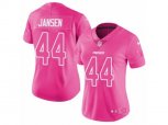 Womens Carolina Panthers #44 J.J. Jansen Limited Pink Rush Fashion NFL Jersey
