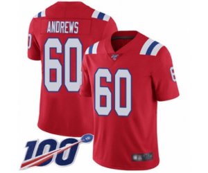New England Patriots #60 David Andrews Red Alternate Vapor Untouchable Limited Player 100th Season Football Jersey