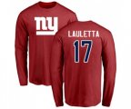 New York Giants #17 Kyle Lauletta Red Name & Number Logo Long Sleeve T-Shirt