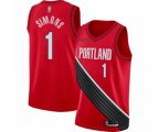 Portland Trail Blazers #1 Anfernee Simons Swingman Red Finished Basketball Jersey - Statement Edition