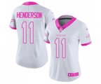 Women Denver Broncos #11 Carlos Henderson Limited White Pink Rush Fashion Football Jersey